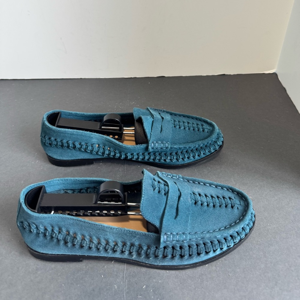 NWOT Anthropologie Pilcro Vibrant Blue Suede Woven Loafers. Size 8 - Picture 9 of 15